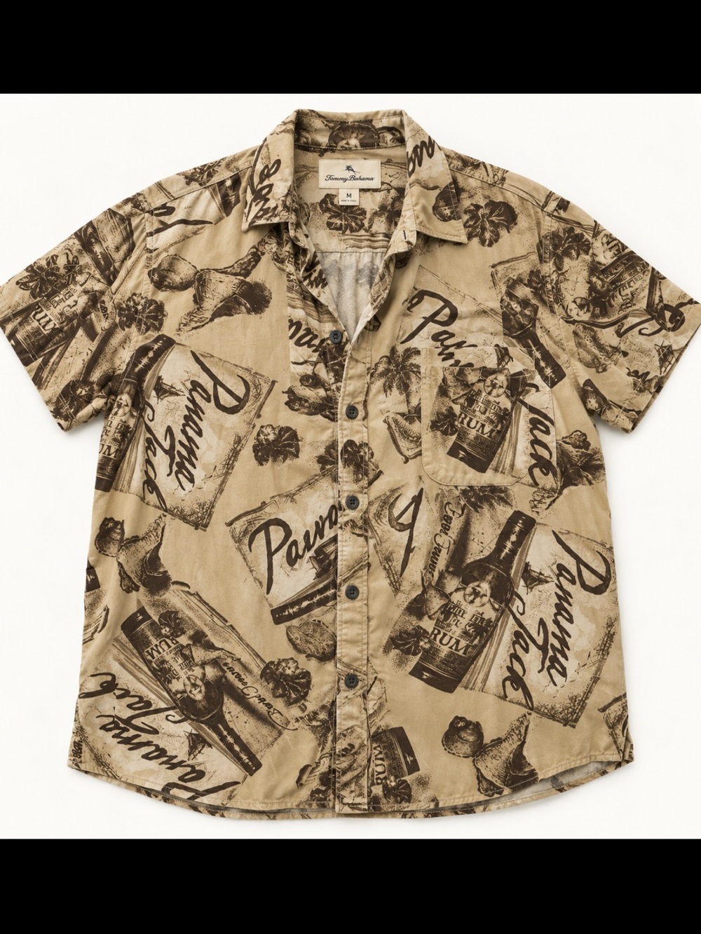 Panama Jack Tan Graphic Short-Sleeve Button-Up Shirt